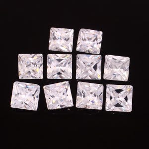 White Cubic Zirconia Square Gemstone: AAA+ Sparkling CZ Stone (1mm-10mm) for Jewelry Making