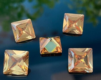 Champagne Cubic Zirconia Square Gemstone: Loose CZ Stone (2-10mm)