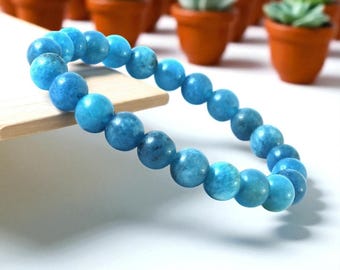 Blue Apatite Healing Crystal Bracelet: Handmade Gemstone Protection