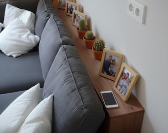 Handmade Solid Wood Sofa Back Shelf – Freestanding Console Table