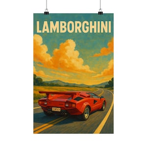 Lamborghini Matte Vertical Poster, Car Enthusiast Wall Art, Vintage Automotive Decor, Gift for Him, Man Cave Art
