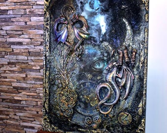 Dragons, mural, painting, handmade mural, fantasy picture, fantasy