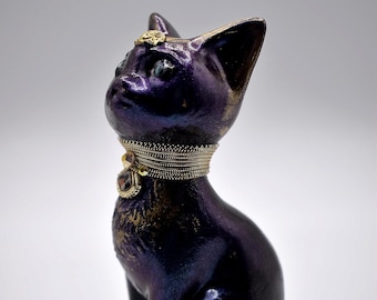 Cat, cat statuette, Egyptian cat, figurine, sitting cat, the priestess, approx. 10.5 cm