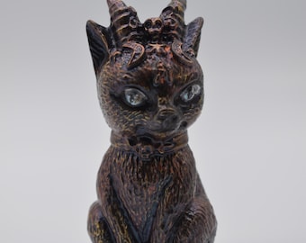 Cat, cat statuette, demonic cat, figurine, sitting cat, moon demon, approx. 10.5 cm