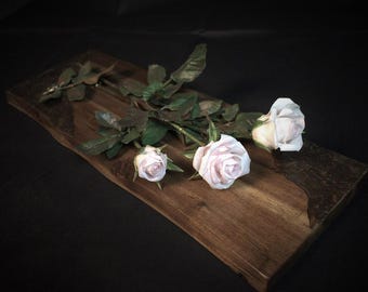 Flowers, roses, cold porcelain, wooden arrangement. Pink roses with a bumblebee.