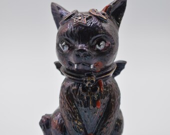 Cat, cat statuette, demonic cat, figurine, sitting cat, vampire, Halloween, approx. 10.5 cm