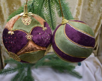 Unique Christmas tree ornament, Christmas bauble, decoration, Christmas ball, with loop, two-ball set, decoration, diameter 12 and 10 cm