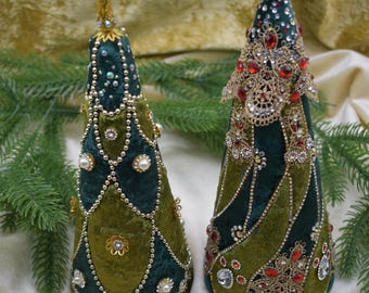 Christmas tree, fir, unique, decoration, set of 2, 20 cm high, 8 cm wide