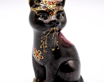 Cat, cat statuette, fairy forest cat, figurine, sitting cat, elf, wings, forest queen, approx. 10.5 cm