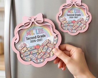 Personalized Teacher Shaker Magnet: Custom Kindergarten Teacher Gift With Student Names,Back To School Gift,Teacher Thank You Gift F1630