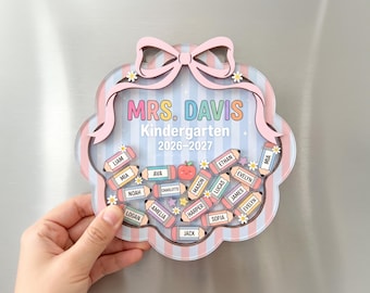 Personalized Teacher Shaker Magnet: Custom Kindergarten Teacher Gift With Student Names,Back To School Gift,Teacher Thank You Gift F1605