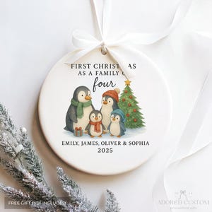 Family of Four Christmas Ornament - Personalized Family Keepsake - New Baby 2025 F27