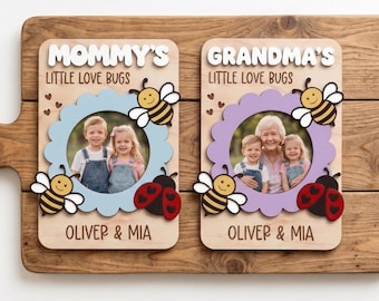 Fridge Photo Magnet, Custom Photo Frame Magnet, Love Bug Magnet, Mom Photo Magnet, Grandma Photo Magnet, Mother's Day Gift, Mom Gift F701