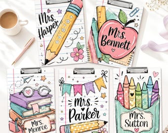 Custom Name Teacher Pencil Clipboard: Personalized Back to School Teacher Gift, Teacher Appreciation Gifts, School Supplies T90