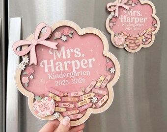 Personalized Teacher Shaker Magnet: Custom Kindergarten Teacher Gift With Student Names,Back To School Gift,Teacher Thank You Gift F1624