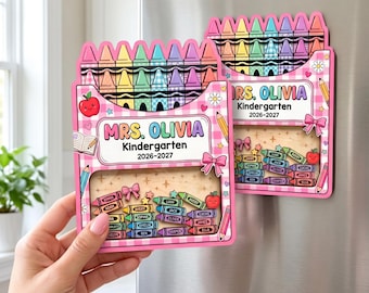 Personalized Teacher Crayon Shaker Magnet: Custom Kindergarten Teacher Gift With Student Names,Back To School Teacher Thank You Gift F1680