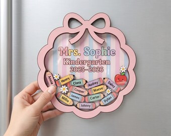 Personalized Teacher Shaker Magnet: Custom Kindergarten Teacher Gift With Student Names,Back To School Gift,Teacher Thank You Gift F1636