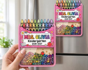 Personalized Teacher Crayon Shaker Magnet: Custom Kindergarten Teacher Gift With Student Names,Back To School Teacher Thank You Gift F1686