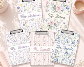 Custom Vintage Grandmillennial Floral Teacher Acrylic Clipboard: Back To School Teacher Gift, Teacher Appreciation Gifts,School Supplies T78