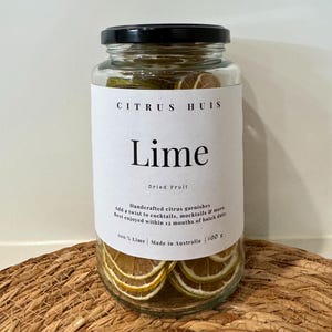 Large Dried Lime Citrus -Resealable Jar -Dehydrated Citrus Wheels -Dried Fruit Garnish - Dried Lime