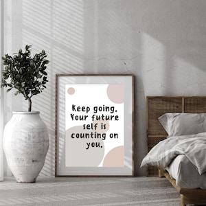 Póster de motivación suave: recordatorio para seguir adelante en días difíciles. Apoyo emocional imprimible.