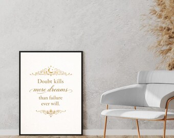 Motivational Quote Poster – Gold Typography, Minimal Wall Art (Digital Download)