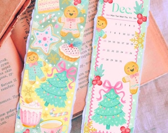 Christmas Bookmark Set, Kawaii Bookmark, Cute Christmas Bookmark, Watercolor Bookmark PNG, Printable Christmas Bookmark, A4 PDF