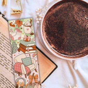 Book lover printable bookmark bundle with autumn aesthetic and watercolor reading accessories