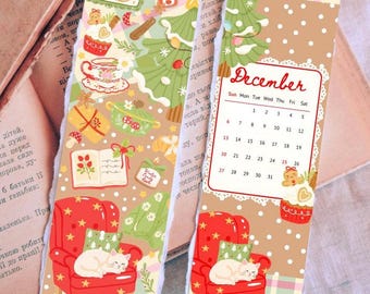 Christmas Bookmark Set, Christmas Kitchen Bookmark, Pastel Cute Bookmark, Printable Christmas Bookmark PNG, A4 PDF