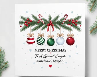 Tarjeta de Navidad para una pareja especial, tarjeta de Navidad personalizada para amigos.