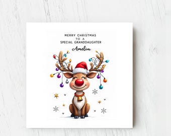 Tarjeta de Navidad personalizada de Rodolfo: hija, nieta, sobrina