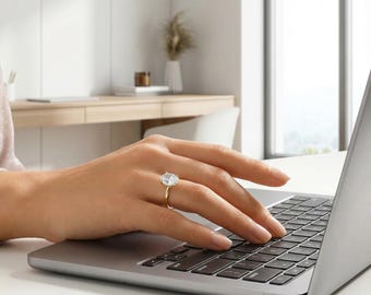 Anillo de compromiso solitario de oro con circonita cúbica de talla ovalada, diamante simulado de 1 a 5 quilates, anillo de promesa de plata.