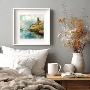 Fortress Artwork, Peaceful Wall Decor, Fortress Illustration, Meditative Print (Digital Download)