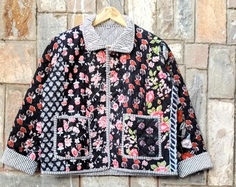 Handmade Quilted Cotton Jacket : Reversible Patchwork Coat