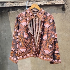 New Tnt Embroidery Jacket, Handmade Cotton Tnt Jacket Beautiful Floral Print Tnt Coat, Vintage Boho New Fabric Jacket Gift For Her