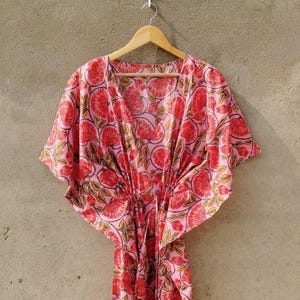 Cotton Kaftan - Bohemian Chic Dress, Lightweight Summer Cover-up, Beachwear & Vacation Essential, Unique Printed Kaftan