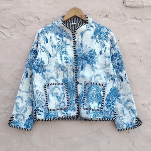 Indian 100% Cotton Handmade Quilted Jacket Coat, Unique and Comfortable Warm Layering Piece For Cold Days, Ideal Gift For Her Christmas