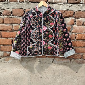 Handmade Patchwork Quilted Cotton Jacket, Boho Style Women's Wear
