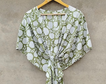 Floral Cotton Kaftan Dress: Boho Maxi Robe, Plus Size 4XL