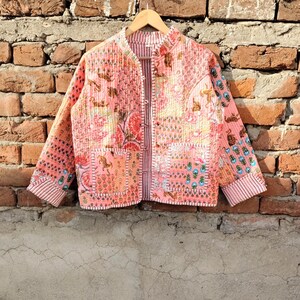 Giacca kimono indiana fatta a mano in cotone: cappotto reversibile boho