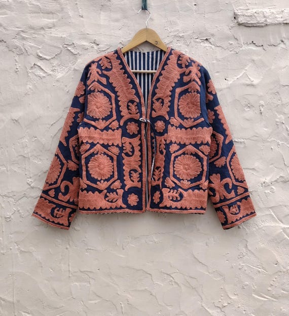 Handmade Suzani Embroidered TNT Jacket - Women's Cotton Coat