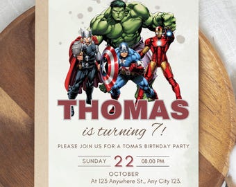 Personalized and Editable Superhero Birthday Invitation | Superhero party template | Digital Download