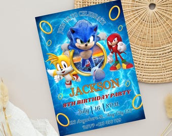 Sonic Birthday Invitation For Kids Party, Sonic The Hedgehog Boys Party Invite, Editable Sonic 3 Girls Birthday, Invite Instant Download