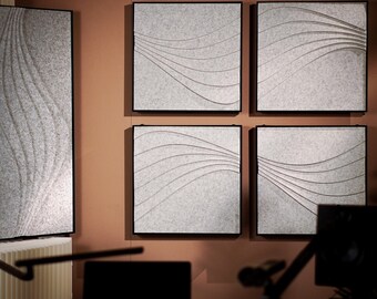 Panel acústico Surge Pro de 60 x 60 cm (Nimbus plateado): Arte mural fonoabsorbente