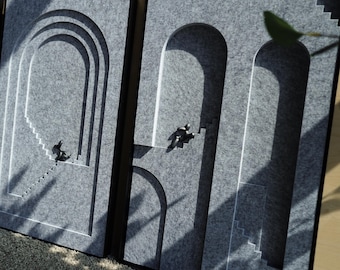 Conjunto de paneles acústicos Thresholds (Moon Shadow): Arte mural fonoabsorbente