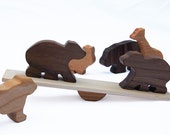 Animal Seesaw Wood Toy // Classic Wooden Animals Balancing Game // Select 3 Pairs from Elephant, Giraffe, Bear, Lion, Hippo, Bunny Shapes