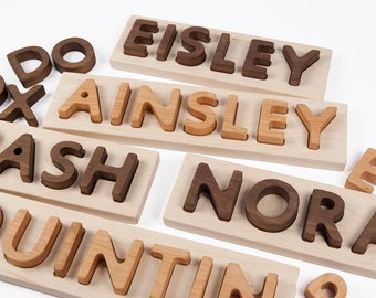 Wood Name Puzzle, personalized wooden custom name puzzle // Montessori Educational Toy // custom handmade wood puzzle // baby Christmas gift