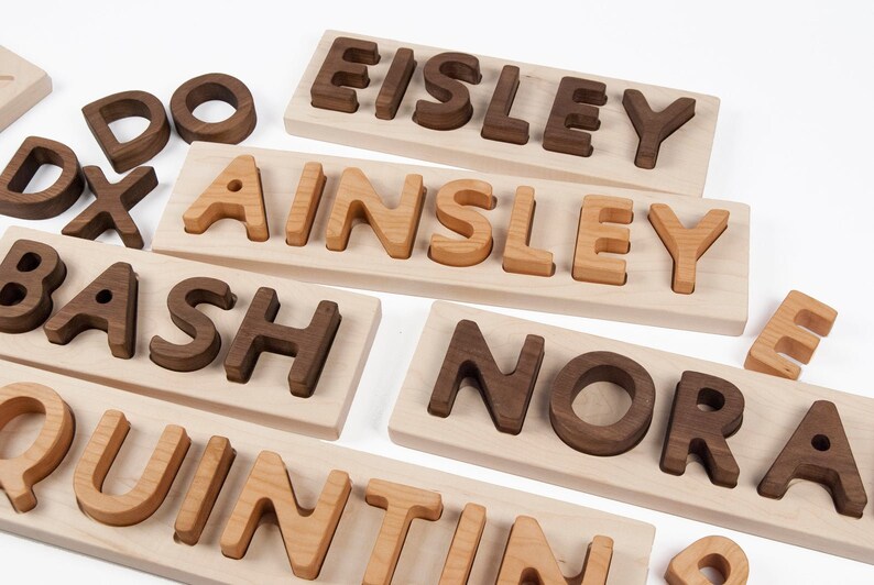 Wood Name Puzzle Personalized Wooden Custom Name Puzzle // Etsy