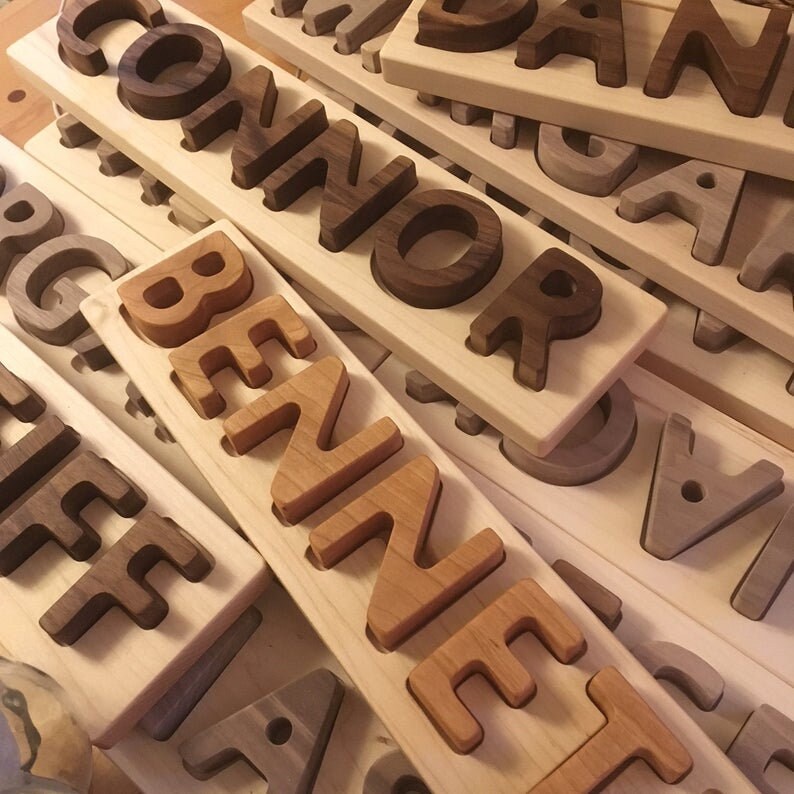 Wood Name Puzzle Personalized Wooden Custom Name Puzzle // Etsy