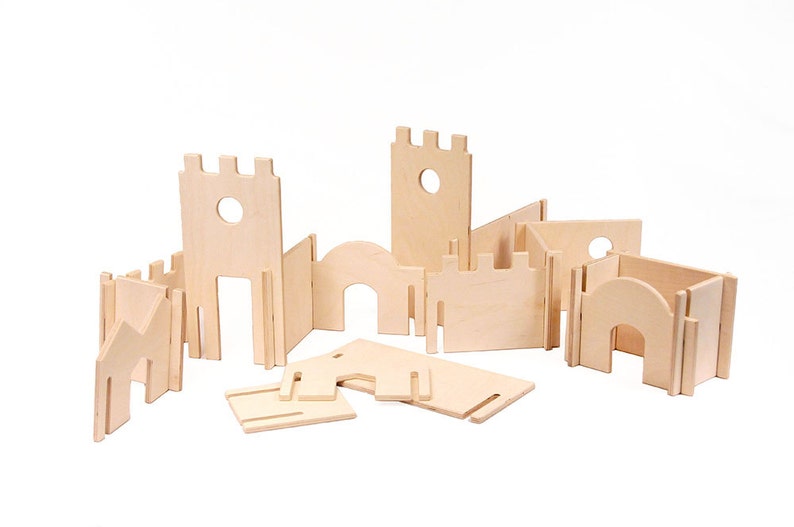 Wood Castle Kit // Natural Toy Castle Open Kids' Etsy